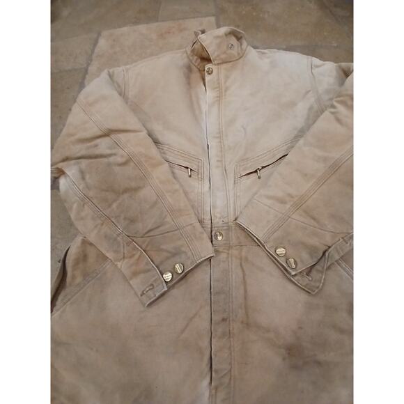 70s Carhartt Coveralls Sz M Boiler Jump Suit  Red Lining Distressed Corduroy VNT - Picture 6 of 16